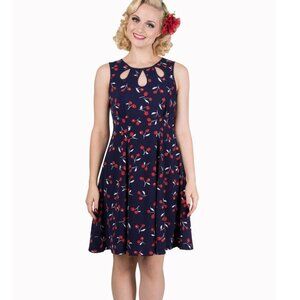 NWT X-Small Dancing Days Retro Cherry Keyhole Navy Dress ModCloth